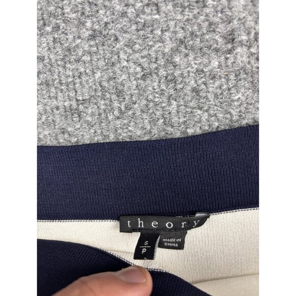 Theory Skirt Womens Small Navy White Striped Stretch Knit Bodycon Mini - Picture 2 of 6